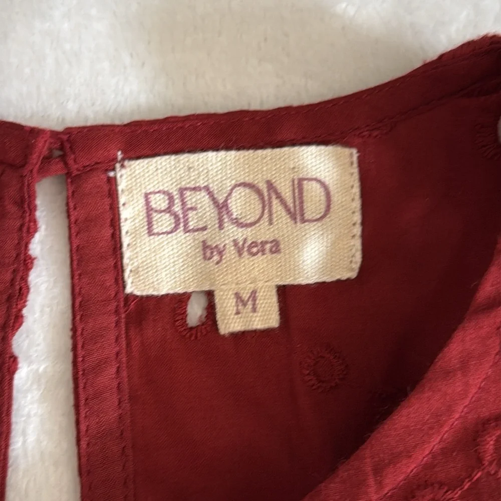 Beyond by Vera | 1891 Victoria Embroidered Eyelet Lace Bell Sleeve Dress Red (M) - Picture 9 of 16